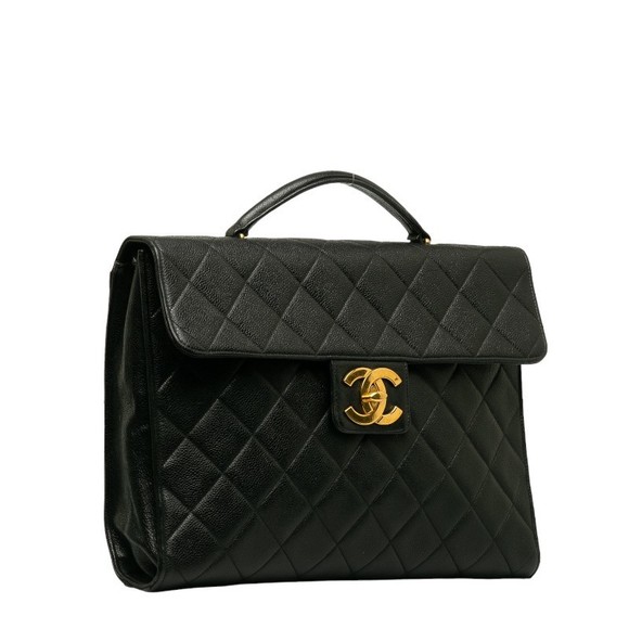 Chanel Matelasse Skin Caviar Cocomark Briefcase Handbag Black - Picture 1 of 15